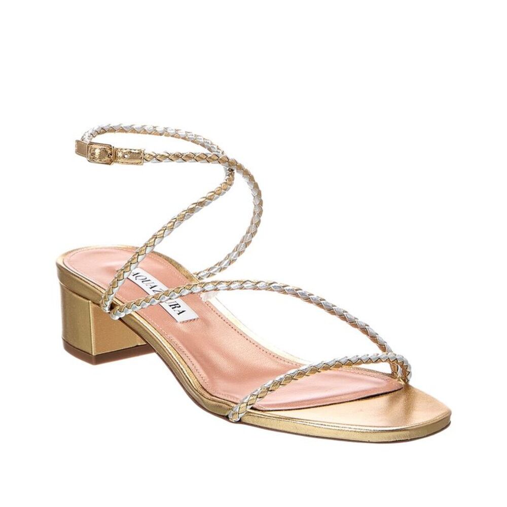 Aquazzura Luca 35 Leather Sandal, Gold